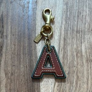Coach Brown Leather Letter A Bag Charm